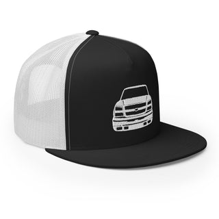 Chevy Silverado Embroidered Flat Bill Meshback Trucker Cap