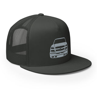 Chevy Silverado Embroidered Flat Bill Meshback Trucker Cap