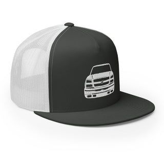 Chevy Silverado Embroidered Flat Bill Meshback Trucker Cap