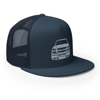 Chevy Silverado Embroidered Flat Bill Meshback Trucker Cap