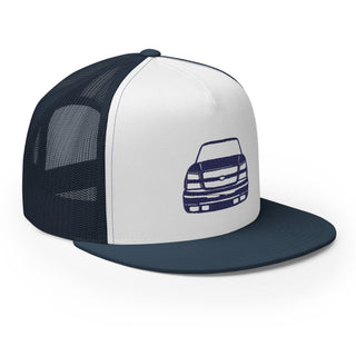Chevy Silverado Embroidered Flat Bill Meshback Trucker Cap