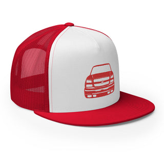 Chevy Silverado Embroidered Flat Bill Meshback Trucker Cap