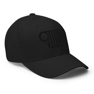 Jeep CJ Grill Black on Black Embroidered Flexfit Cap