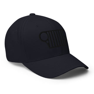 Jeep CJ Grill Black on Black Embroidered Flexfit Cap