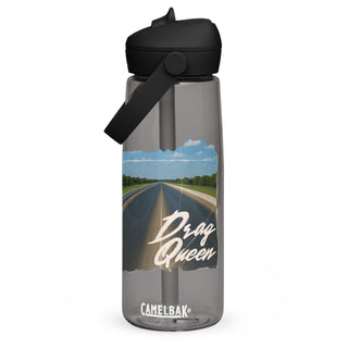 Drag Queen CamelBak water bottle in charcoal gray with drag strip design