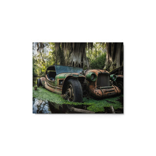 Forgotten Steel – Swamp Roadster: Abandoned Classic in Louisiana Bayou Metal Print