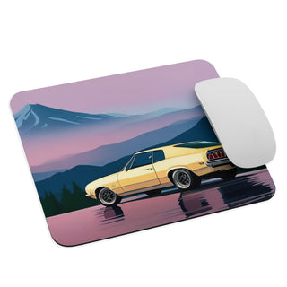 Car Sunset Mountain Painting Mouse Pad