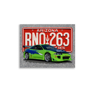 Brian's Green Mitsubishi Eclipse and License Plate Poster