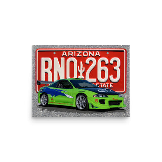 Brian's Green Mitsubishi Eclipse and License Plate Poster