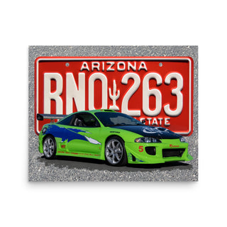 Brian's Green Mitsubishi Eclipse and License Plate Poster