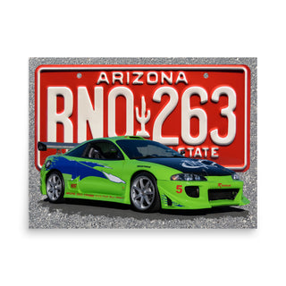 Brian's Green Mitsubishi Eclipse and License Plate Poster