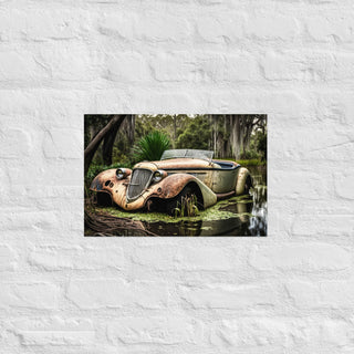 Abandoned Vintage Roadster in the Bayou Poster