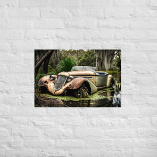 Abandoned Vintage Roadster in the Bayou Poster