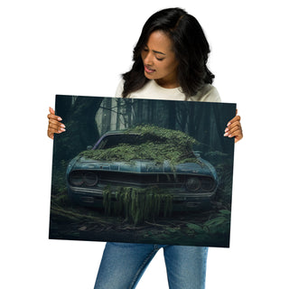 Abandoned Muscle Car in a Forest Metal Print