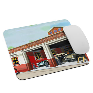 Vintage Brick Auto Shop Painting Mouse Pad